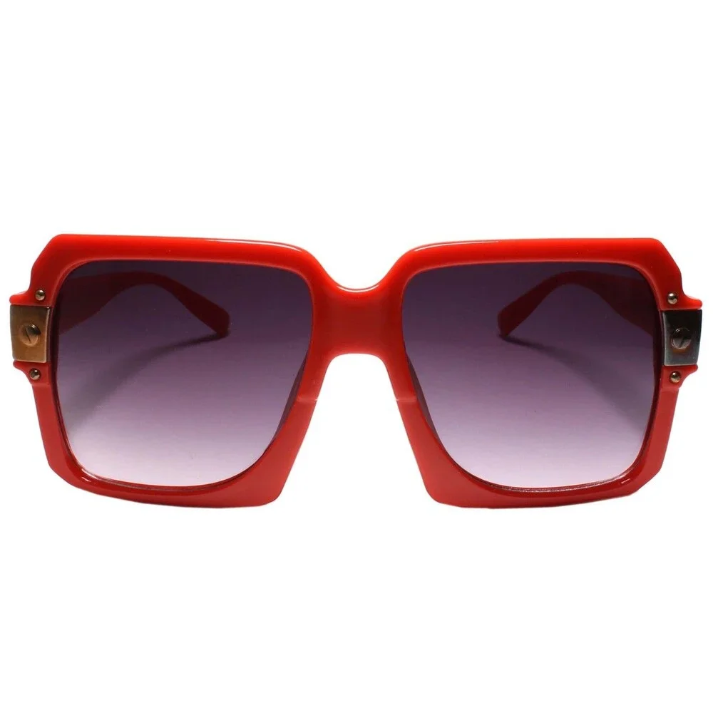 Classic 80s Vintage Gangster Hip Hop Rapper Style Sun Glasses Red Frame